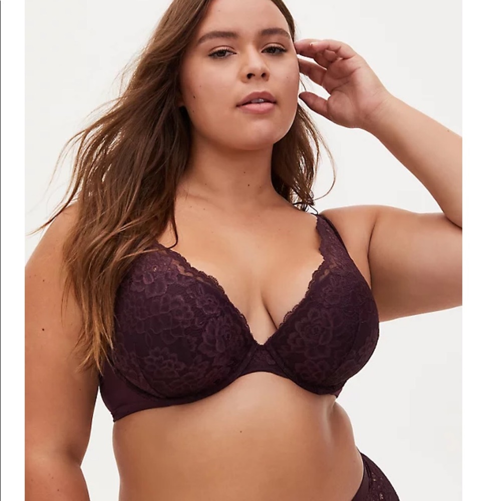 Torrid GRAPE PURPLE LACE PUSH-UP PLUNGE BRA
